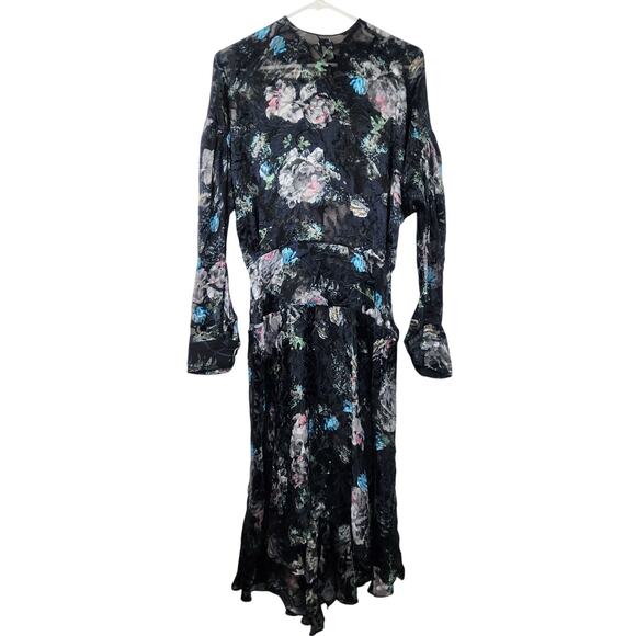 Preen by Thornton Bregazzi Floral Dress Black Size XS Long Sleeve *Missing Slip* - Picture 1 of 11